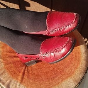 Carriage Court red leather loafers